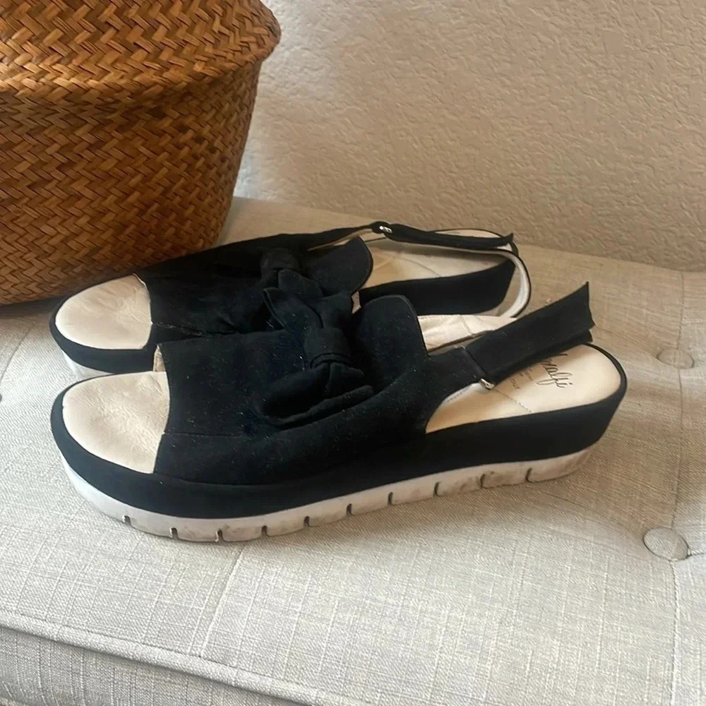 Amalfi by Rangoni black leather platform sandals 10.5 M - Picture 6 of 8